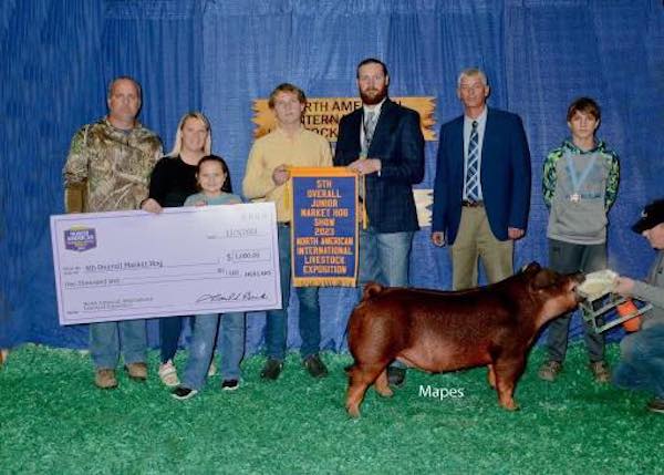 5th Overall Market Hog & Reserve Duroc – 2023 North American International Livestock Expo.